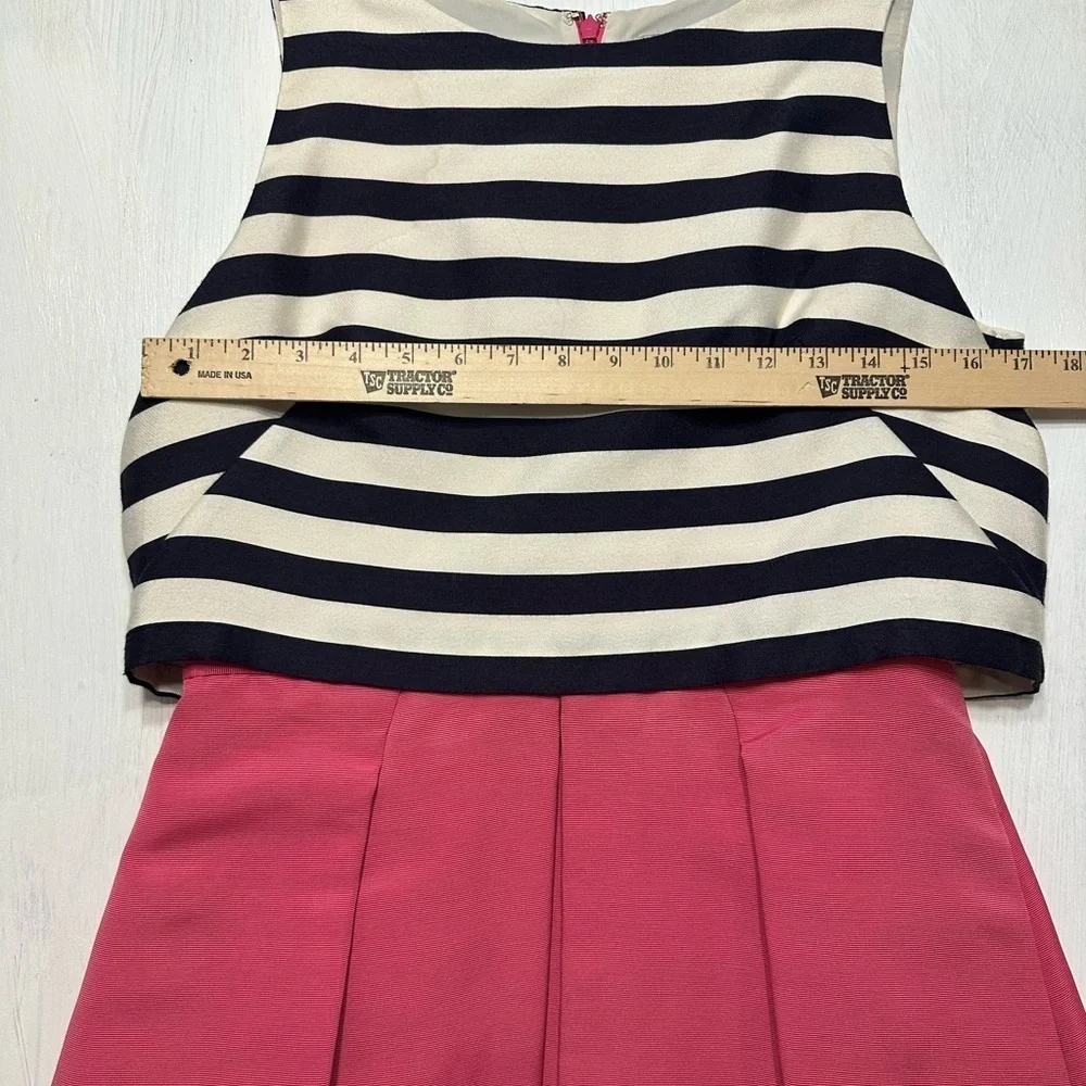 Eliza J Dress Size 8 Fit & Flare Pink Skirt Striped Top Sleeveless A-Line Party